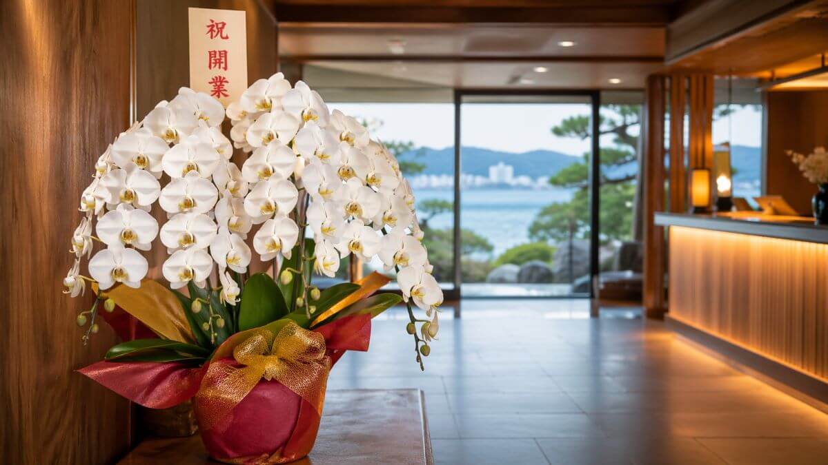 熱海の旅館開業祝いの胡蝶蘭